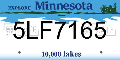 5LF7165 Minnesota License Plate