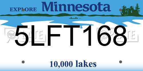 5LFT168 Minnesota License Plate