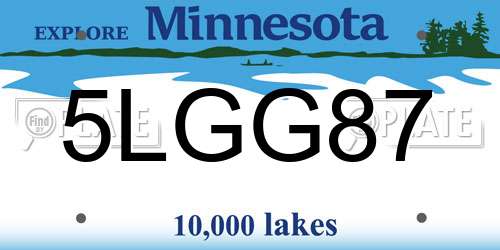 5LGG87 Minnesota License Plate