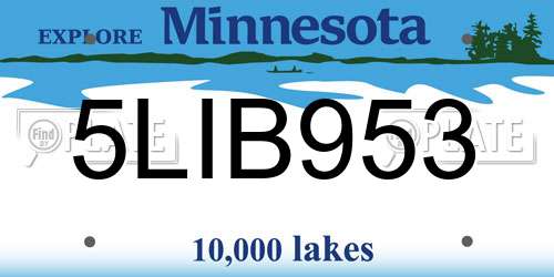 5LIB953 Minnesota License Plate