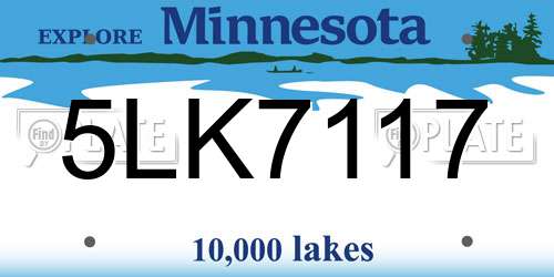 5LK7117 Minnesota License Plate