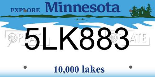 5LK883 Minnesota License Plate