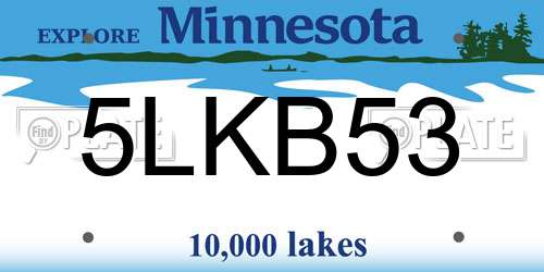 5LKB53 Minnesota License Plate