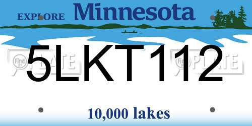 5LKT112 Minnesota License Plate