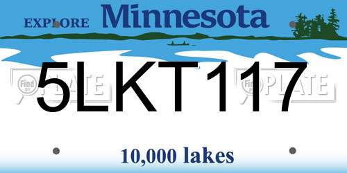 5LKT117 Minnesota License Plate