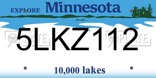 5LKZ112 Minnesota License Plate