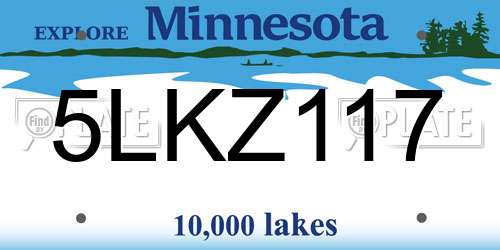 5LKZ117 Minnesota License Plate