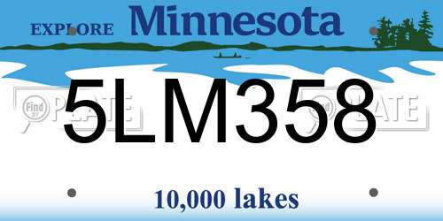 5LM358 Minnesota License Plate