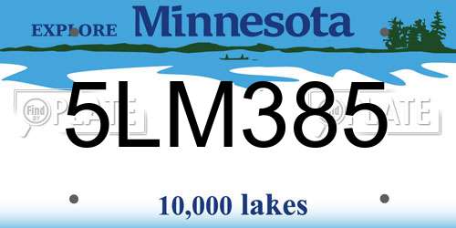 5LM385 Minnesota License Plate