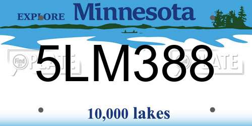 5LM388 Minnesota License Plate