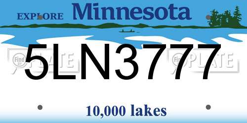 5LN3777 Minnesota License Plate
