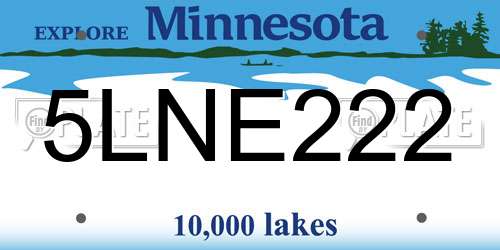 5LNE222 Minnesota License Plate