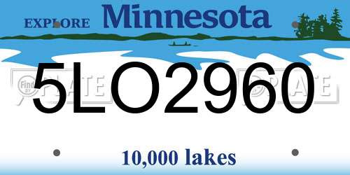 5LO2960 Minnesota License Plate