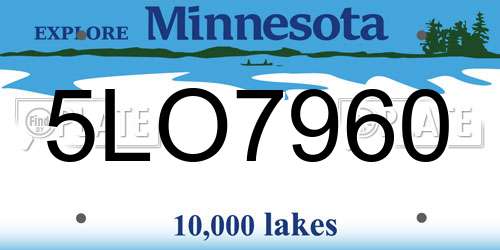 5LO7960 Minnesota License Plate