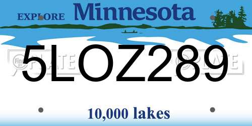 5LOZ289 Minnesota License Plate