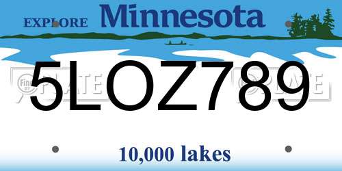 5LOZ789 Minnesota License Plate