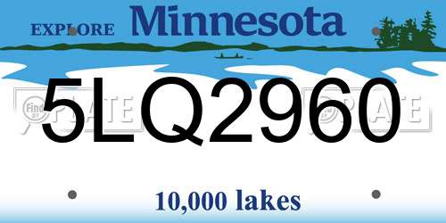 5LQ2960 Minnesota License Plate