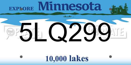 5LQ299 Minnesota License Plate
