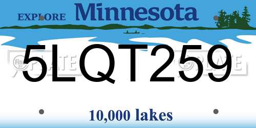 5LQT259 Minnesota License Plate