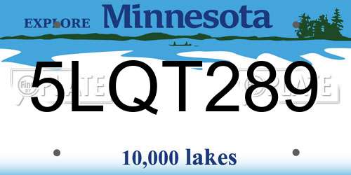 5LQT289 Minnesota License Plate