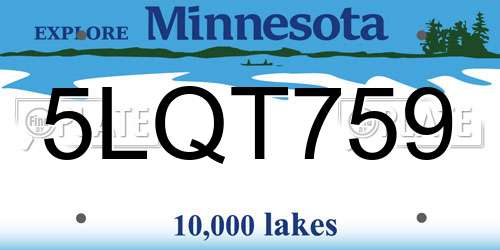 5LQT759 Minnesota License Plate
