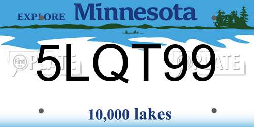 5LQT99 Minnesota License Plate