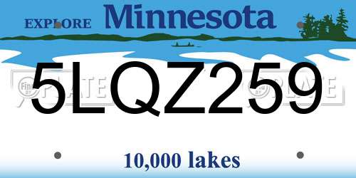 5LQZ259 Minnesota License Plate