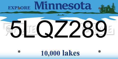 5LQZ289 Minnesota License Plate