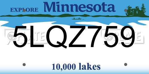 5LQZ759 Minnesota License Plate