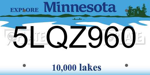 5LQZ960 Minnesota License Plate