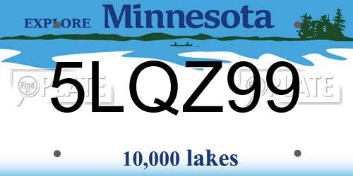 5LQZ99 Minnesota License Plate
