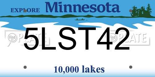 5LST42 Minnesota License Plate