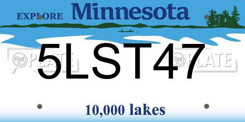 5LST47 Minnesota License Plate