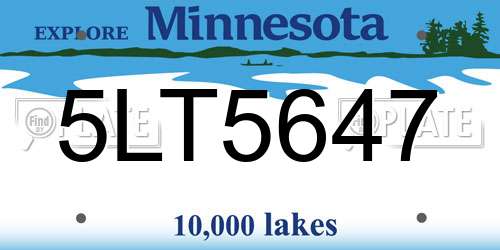 5LT5647 Minnesota License Plate