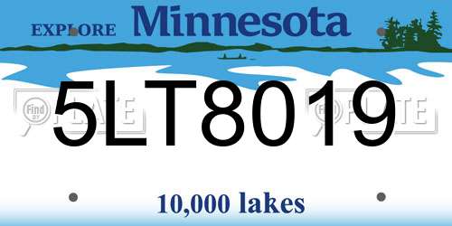 5LT8019 Minnesota License Plate