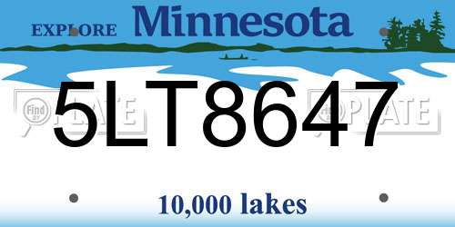 5LT8647 Minnesota License Plate