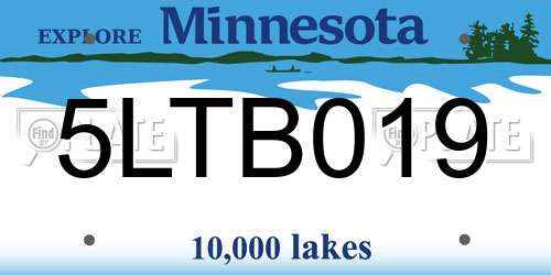 5LTB019 Minnesota License Plate