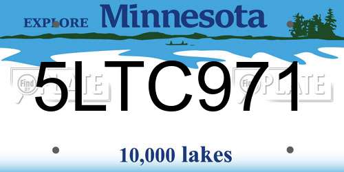 5LTC971 Minnesota License Plate