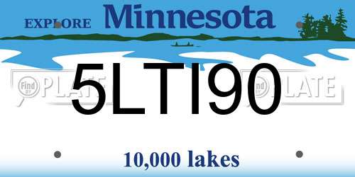 5LTI90 Minnesota License Plate
