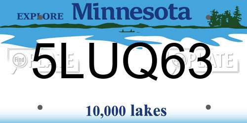 5LUQ63 Minnesota License Plate