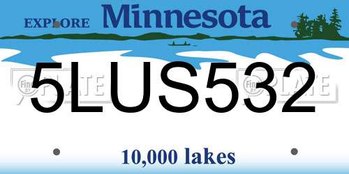 5LUS532 Minnesota License Plate