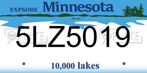 5LZ5019 Minnesota License Plate