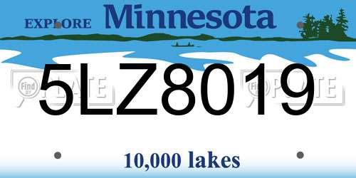 5LZ8019 Minnesota License Plate