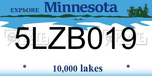 5LZB019 Minnesota License Plate