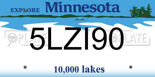 5LZI90 Minnesota License Plate