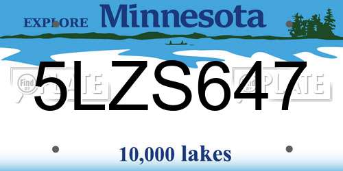 5LZS647 Minnesota License Plate