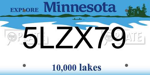 5LZX79 Minnesota License Plate