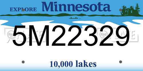 5M22329 Minnesota License Plate