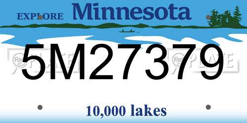 5M27379 Minnesota License Plate