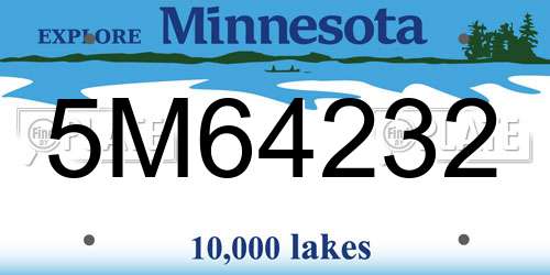 5M64232 Minnesota License Plate